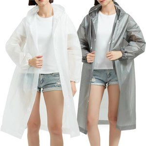 XhjzgcTech 2 Pcs Rain Coats for Men and Women, Reusable Rain Ponchos for Adults,